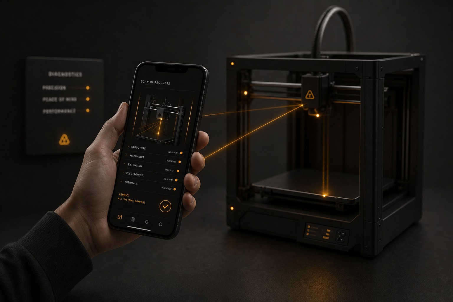 Телефон сканирует 3D-принтер
